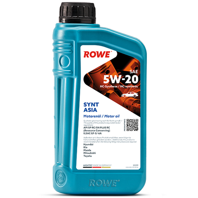 Артикул: 20359-0040-99

•	Вязкость по SAE:5W-20
•	Вид масла: синтетическое
•	Тип двигателя:бензиновый
•	Серия продуктов:Hightec
•	Соответствия:API SP RC/SN PLUS RC (Resource Conserving), ILSAC GF-5/-6A
•	Рекомендация: Hyundai, Kia, Mazda, Mitsubishi, Toyota
Всесезонное моторное масло с хорошими антифрикционными свойствами премиум-класса на основе технологии HC-Synthese для бензиновых двигателей легковых автомобилей с турбонаддувом и без турбонаддува согласно предписаниям производителя. Этот продукт высокой производительности был специально разработан для автомобилей ведущих азиатских производителей.

