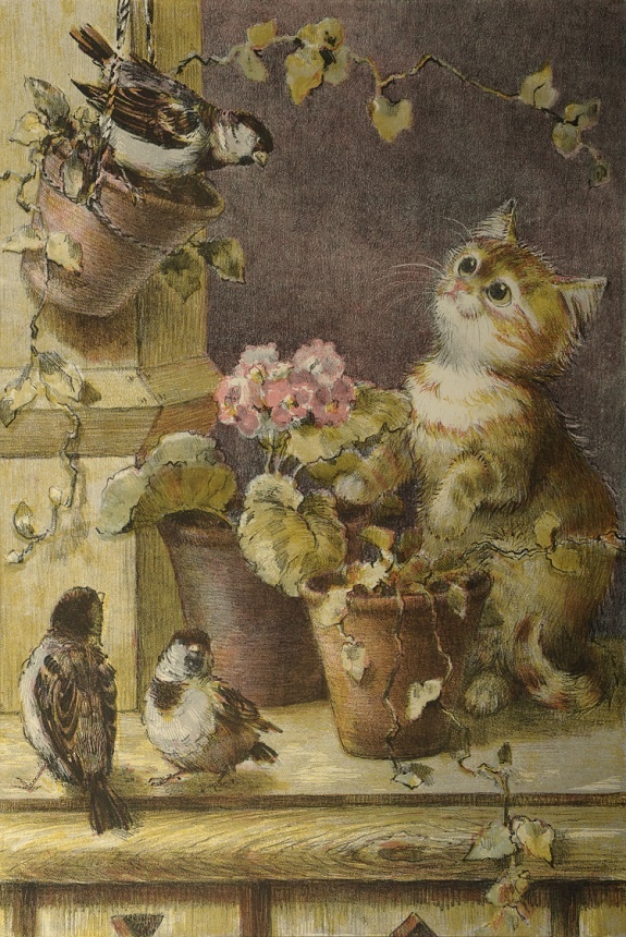 Кузанян Н.М. Котенок. 1946-1947гг. Бумага, цветная литография. РОМИИ