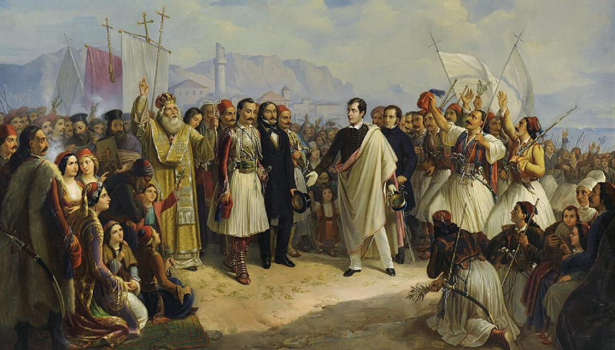 Фото: Прибытие Лорда Байрона в Грецию. Картина Т. Вризакиса, 1861 г. Источник: ru.wikipedia.org