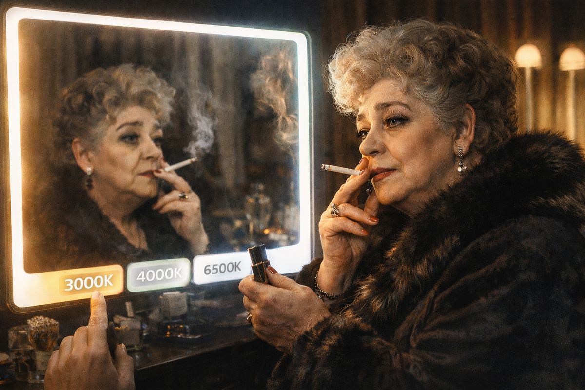 Так выглядит зеркало для макияжа с фронтальной подсветкой