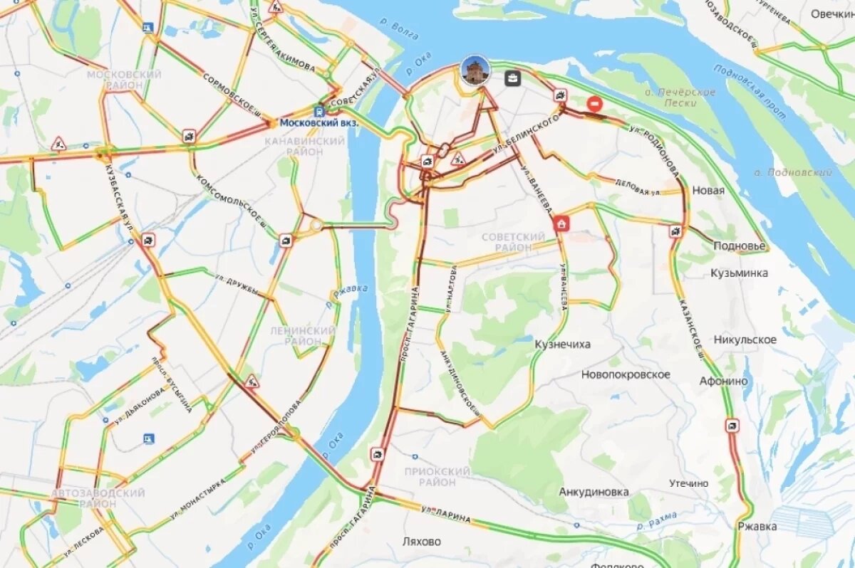    10-балльные пробки сковали Нижний Новгород вечером 27 января