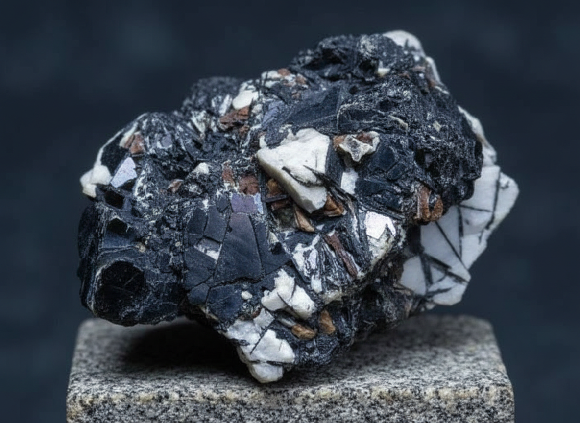 Фотография минерала Ильменит сделанная мной в Музее космонавтики в Москве на ВДНХ.