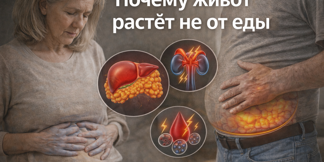 Почему живот растёт не от еды?