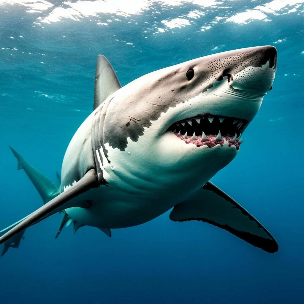 Большая белая акула - один из самых свирепых морских охотников.