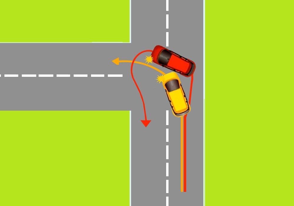 Жёлтая машина поворачивала, а красная пошла на разворот. Кто не прав по ПДД? Правильный ответ