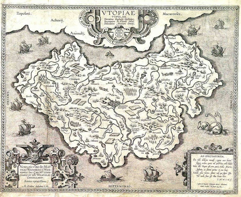 Абрахам Орелий. Карта Утопии, 1595