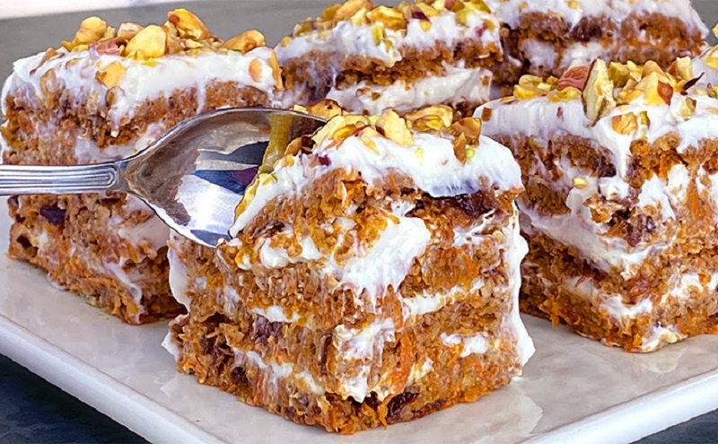 Сочный морковный торт без муки, масла, яиц и сахара