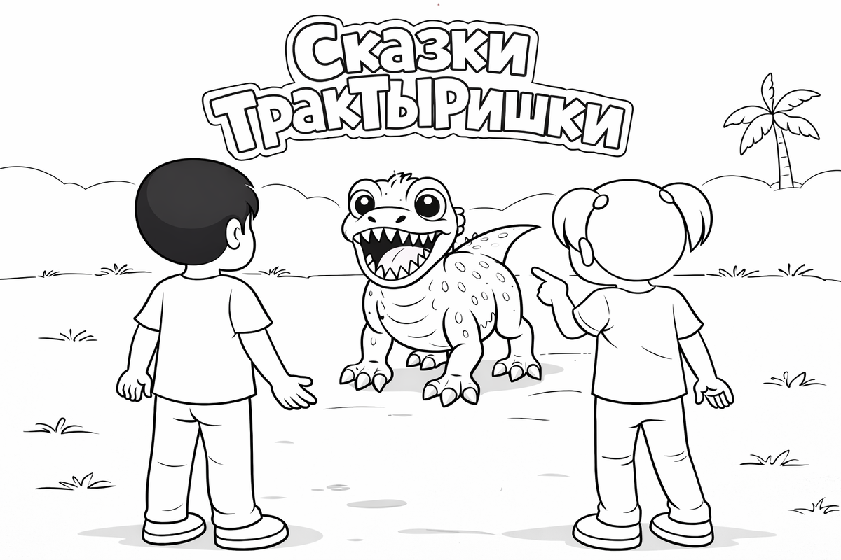 Вот так неожиданно Маша и Миша познакомились с любопытным динозавром по имени Шустрик.