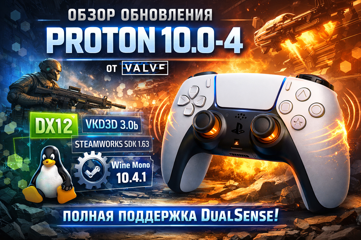 Valve сделала DualSense полноценным игроком на ПК: Proton 10.0-4 обеспечил идеальную вибрацию и стабильность