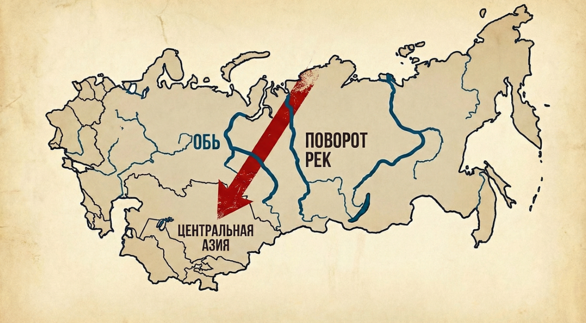 Карта проекта поворота сибирских рек