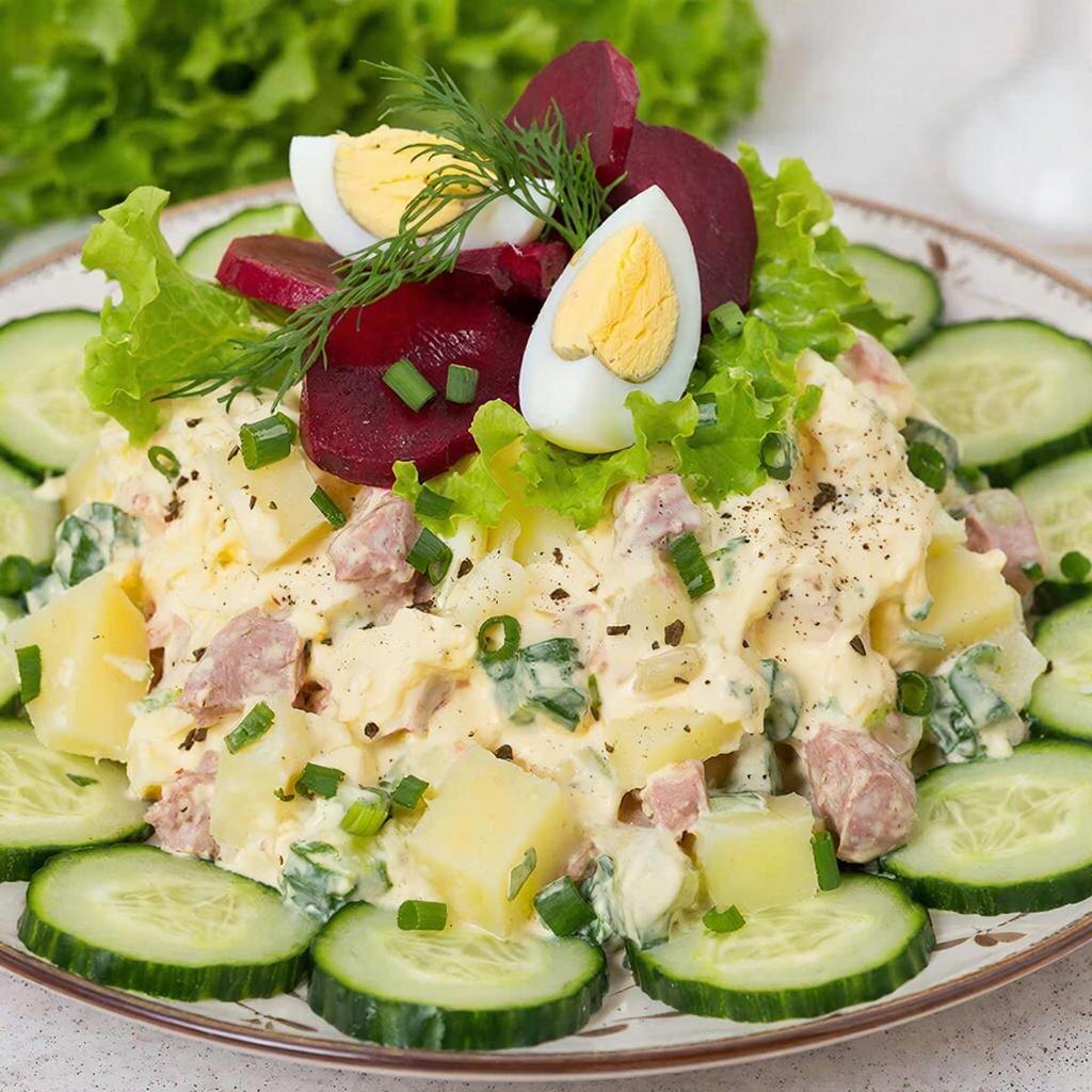 ВИНЕГРЕТ С КОНСЕРВИРОВАННЫМ МЯСОМ: Сытный и Быстрый Вариант Любимого Салата 