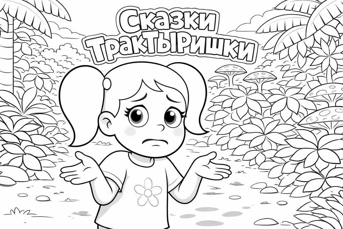 Раскраска ТракТЫРишкА — Маша из мультфильма «Сказки ТракТЫРишкИ». Детская раскраска с героями мультсериала.