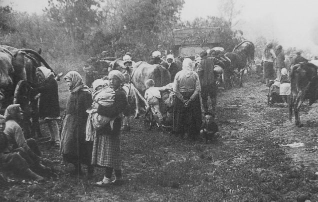 Беженцы у дороги под Воронежем