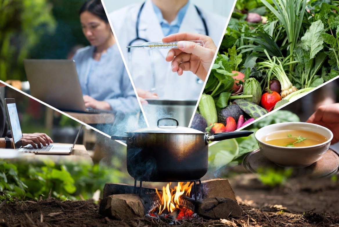 Разбор «ДНК» супа по полочкам. За простым действием «сварить похлёбку» скрывается пять фундаментальных открытий, которые изменили ход человеческой истории. 1. Технология (варка = энергия для мозга). 2. Безопасность (кипячение = антисептика). 3. Социум (общий котёл = доверие). 4. Экология (всё съедобное). 5. Медицина (бульон = первое лекарство).] Это не рецепт — это прошивка для нашего вида, записанная в коде бульона.