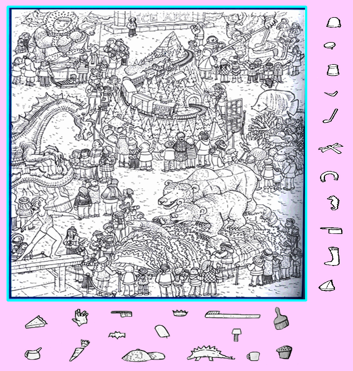 Тест на внимательность: найди клюшку, бумеранг, колокольчик и другие предметы на картинке. Картинка подготовлена автором