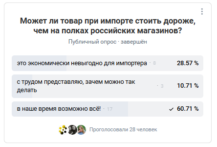 Результаты опроса в сообществе ВКонтакте