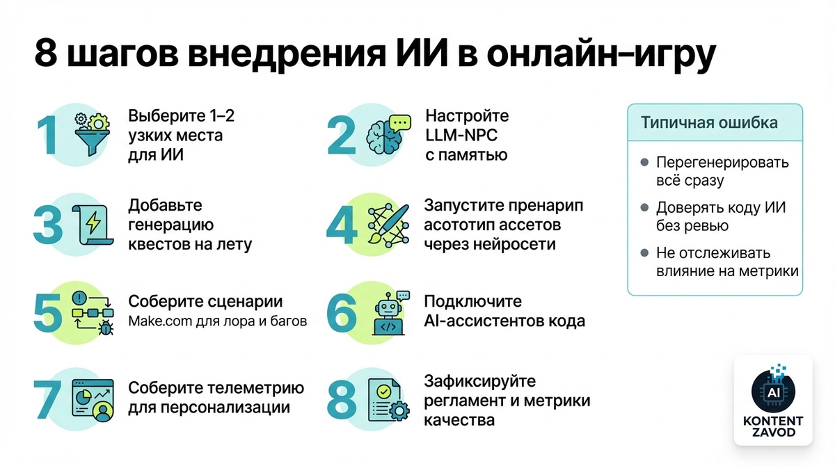   📷 8 шагов внедрения ИИ в онлайн игру
