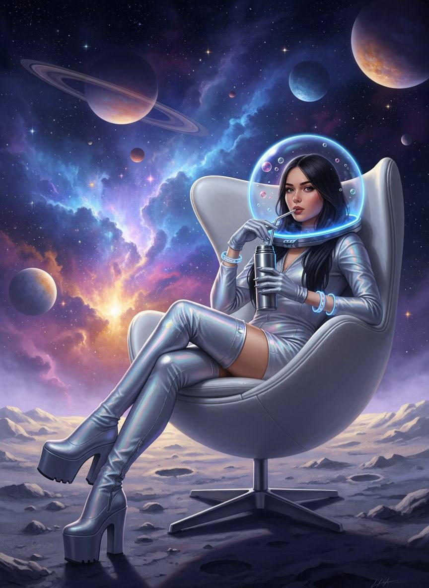 Девушка на луне в скафандре — @promtyi