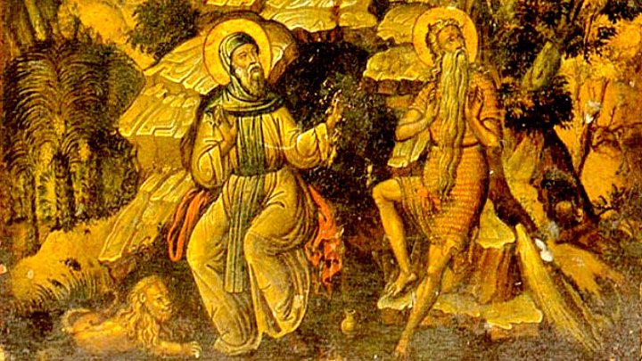    ПРЕПОДОБНЫЕ ПАВЕЛ ФИВЕЙСКИЙ И АНТОНИЙ ВЕЛИКИЙ. ФОТО: PRAVOSLAVIE.RU