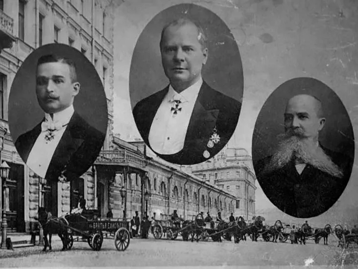 Управляющие товарищества «Братья Елисеевы» (слева направо): Александр Кобылин, Григорий Елисеев, Сергей Кадыков. 1900-е годы.
Фотография: Музей Москвы, Москва