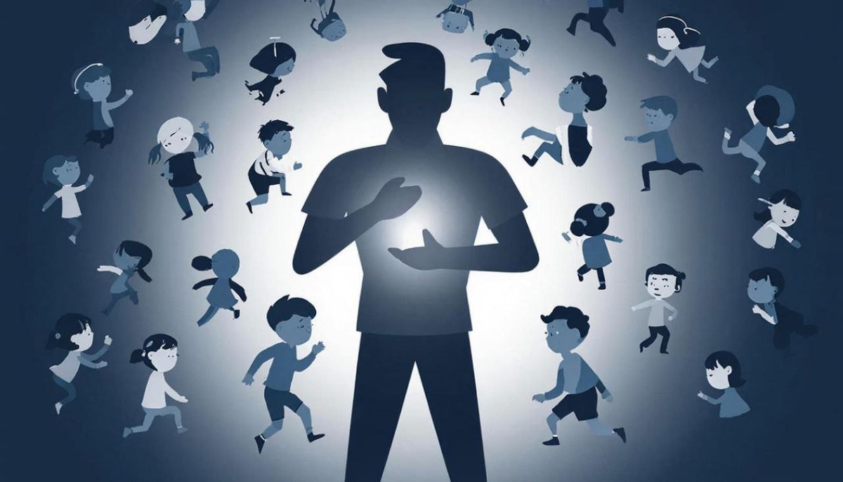 Аниматор в центре внимания и хаос из детей вокруг в первые минуты детского праздника