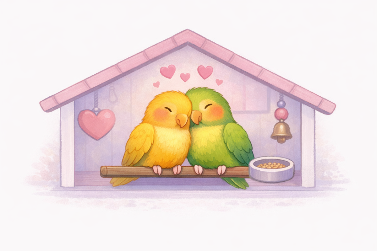 Мне кажется, что для этой темы идеально подходят иллюстрации с попугайчиками-неразлучниками 😊