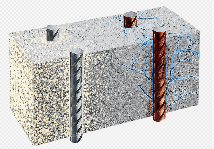 Карбонизация — один из ключевых факторов старения и деградации бетона, особенно опасный в железобетонных конструкциях