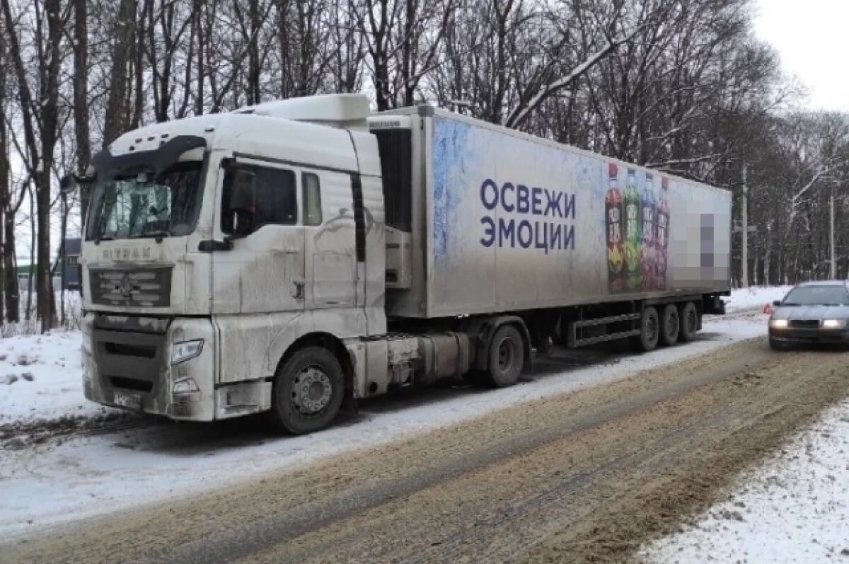    Фура перекрыла ряд на въезде в Тулу по Новомосковскому шоссе