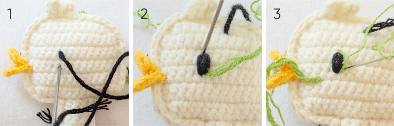 как вышить глаза вязаной игрушке