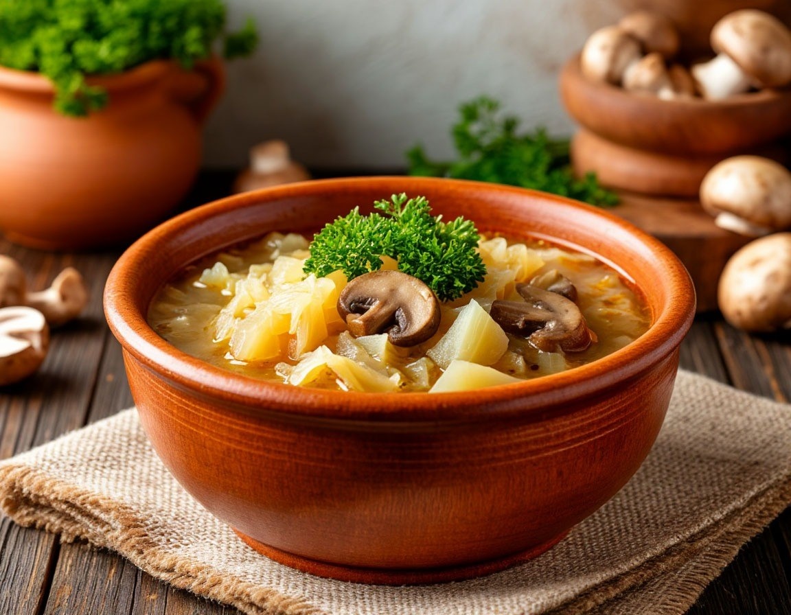 Постные щи с шампиньонами