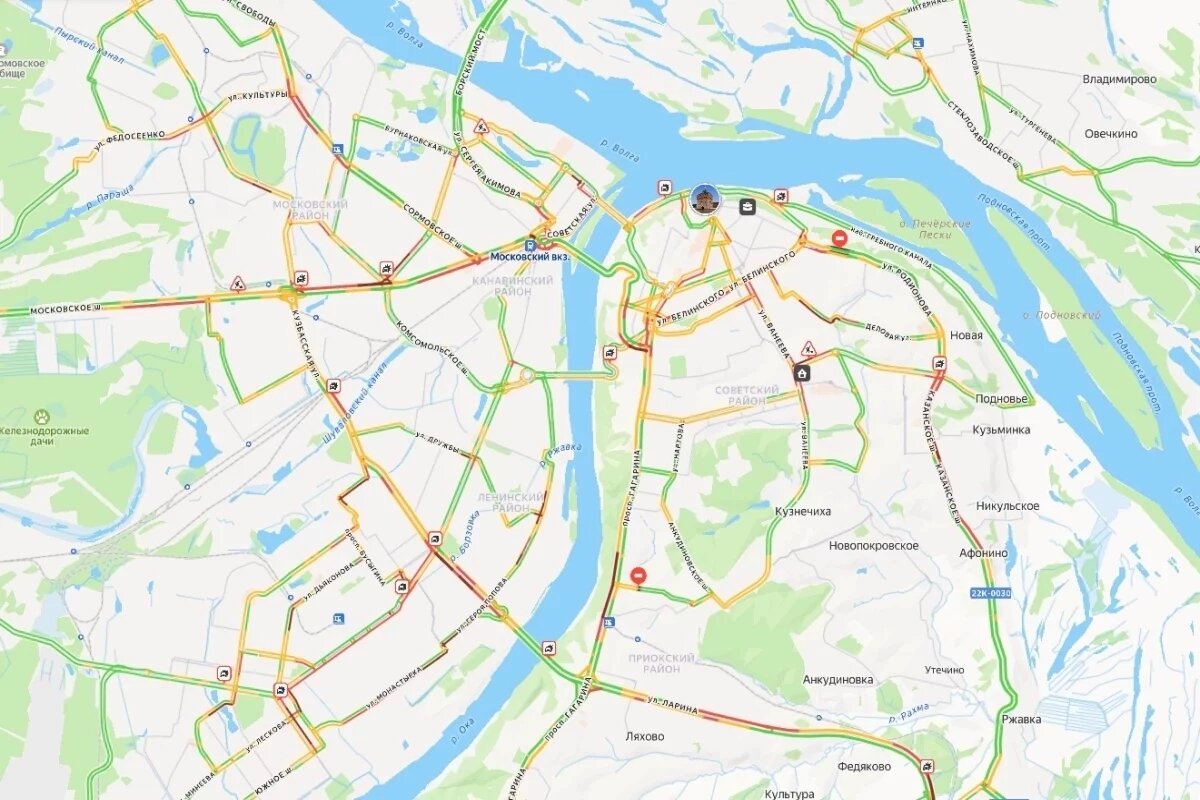    8-балльные пробки сковали Нижний Новгород утром 28 января