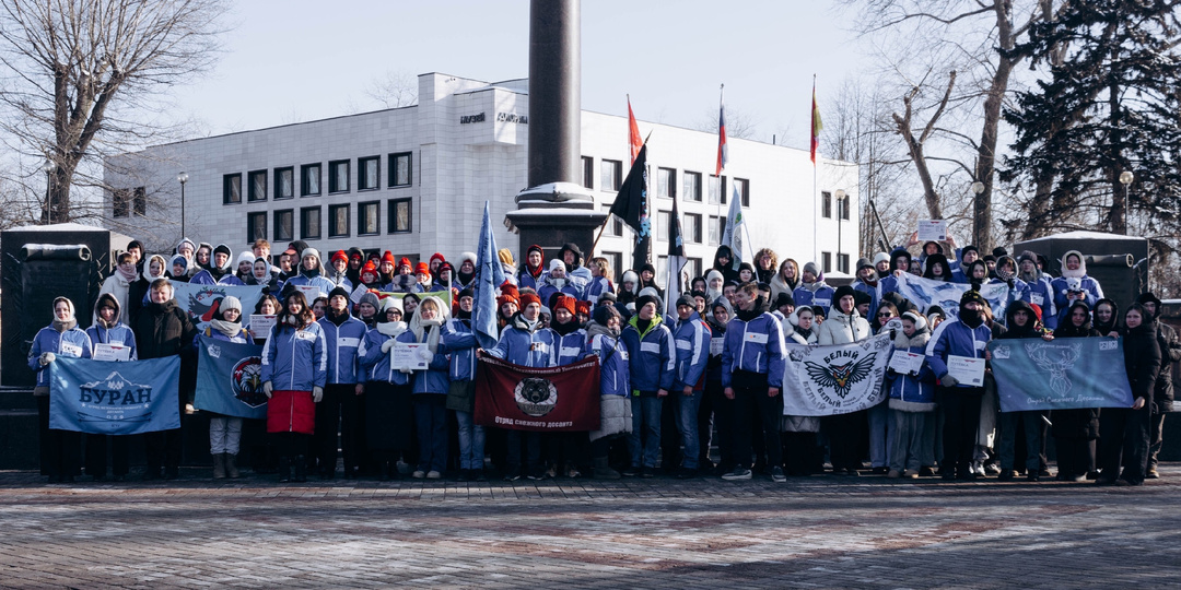 Бойцы студенческих отрядов ВГТУ в строю «Снежного десанта»!