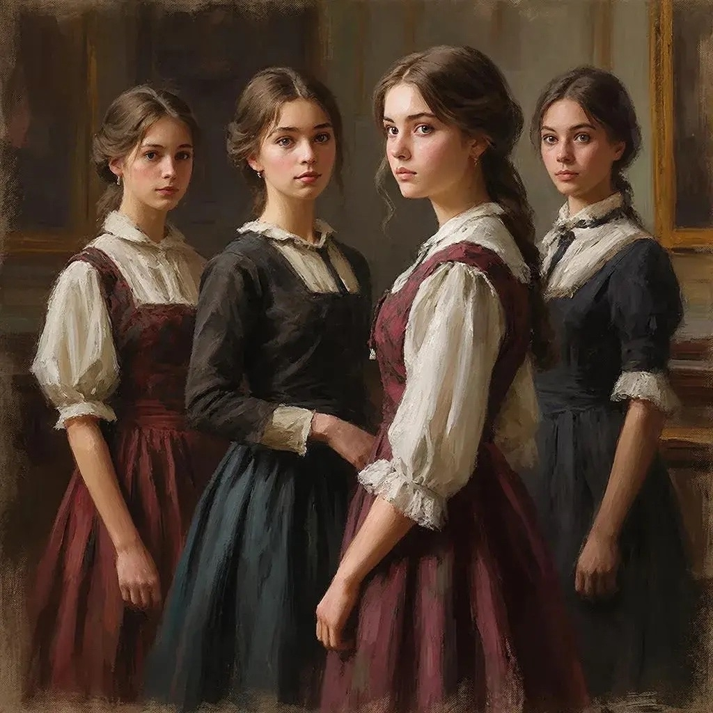 Шитьё и всякого рода изящные работы входили в число обязательных занятий в Смольном. Считалось, что образованная благовоспитанная девица должна снабжать себя сама, а в случае необходимости и заработать на жизнь честным трудом. Разумеется, для богатых дворянок рукоделие представляло собой лишь благопристойный досуг, но для девушек попроще подобные навыки порой были действительно необходимы.
Девочек приучали к труду с самого поступления, невзирая на их положение в обществе. Воспитанницы младших классов учились штопать, вязали чулки и шили бельё, старшие же осваивали сложные техники вышивания и могли сшить себе пристойное платье.
Готовые вещи можно было отдать на благотворительность или же продать, а вырученные деньги пустить на покупку новых принадлежностей и материалов для рукоделия или отложить на будущее. К выпуску каждая смолянка не только имела комплект собственноручно изготовленных вещей, но и забирала с собой все сделанные на уроках выкройки и чертежи.