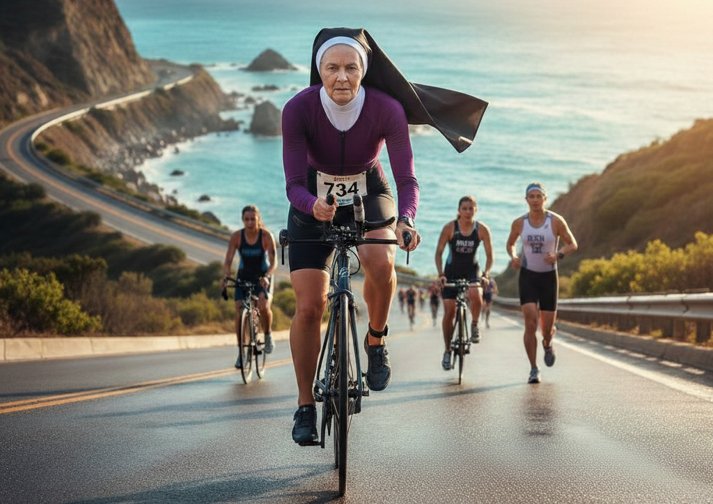 Железная монахиня начала участвовать в триатлоне после 52 лет