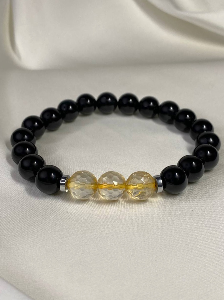 Браслет из черного Агата и Цитрина от Азимут Декор.