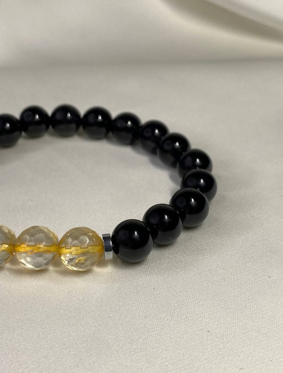 Браслет из черного Агата и Цитрина от Азимут Декор.