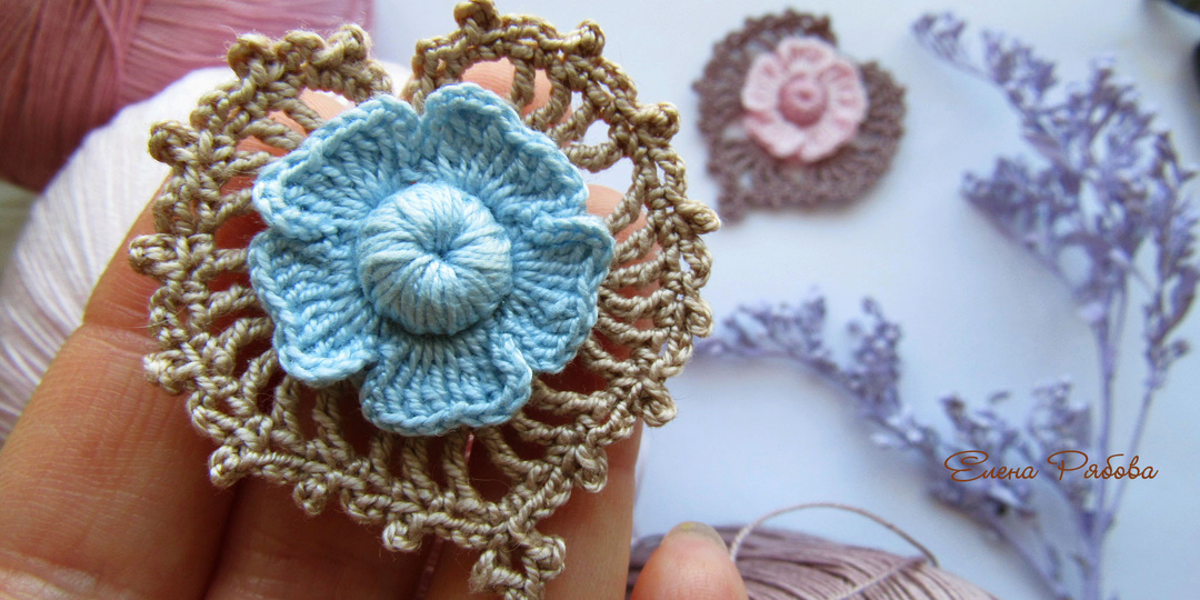 Цветочное сердечко крючком. Пошаговое описание вязания