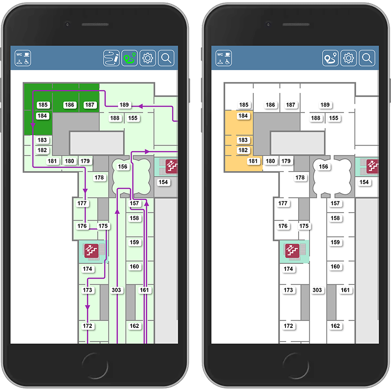 Приложение в режиме маршрута и свободном режиме