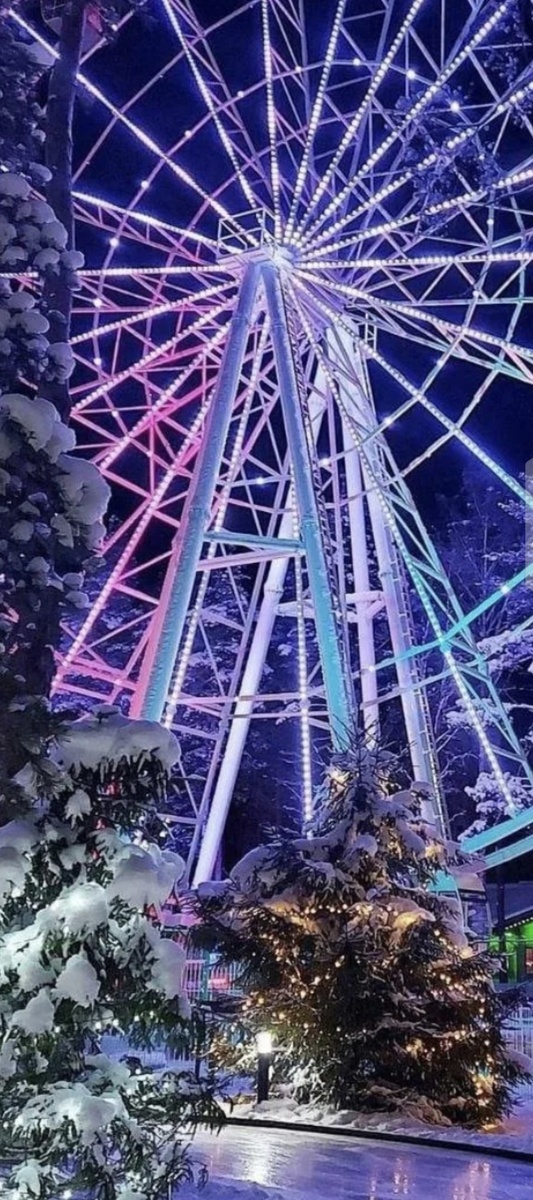 Колесо обозрения в зимнем парке. Как в песне "Чертово колесо".Фото из открытых источников. 
