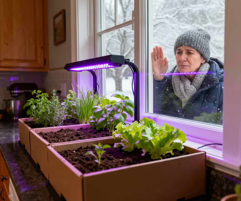 Ноябрь, метель за окном, а на подоконнике — свежая зелень и новая надежда. ❄️➡️🌱 Так начинается зимняя эпопея дачников, которые не могут жить без своего огорода.