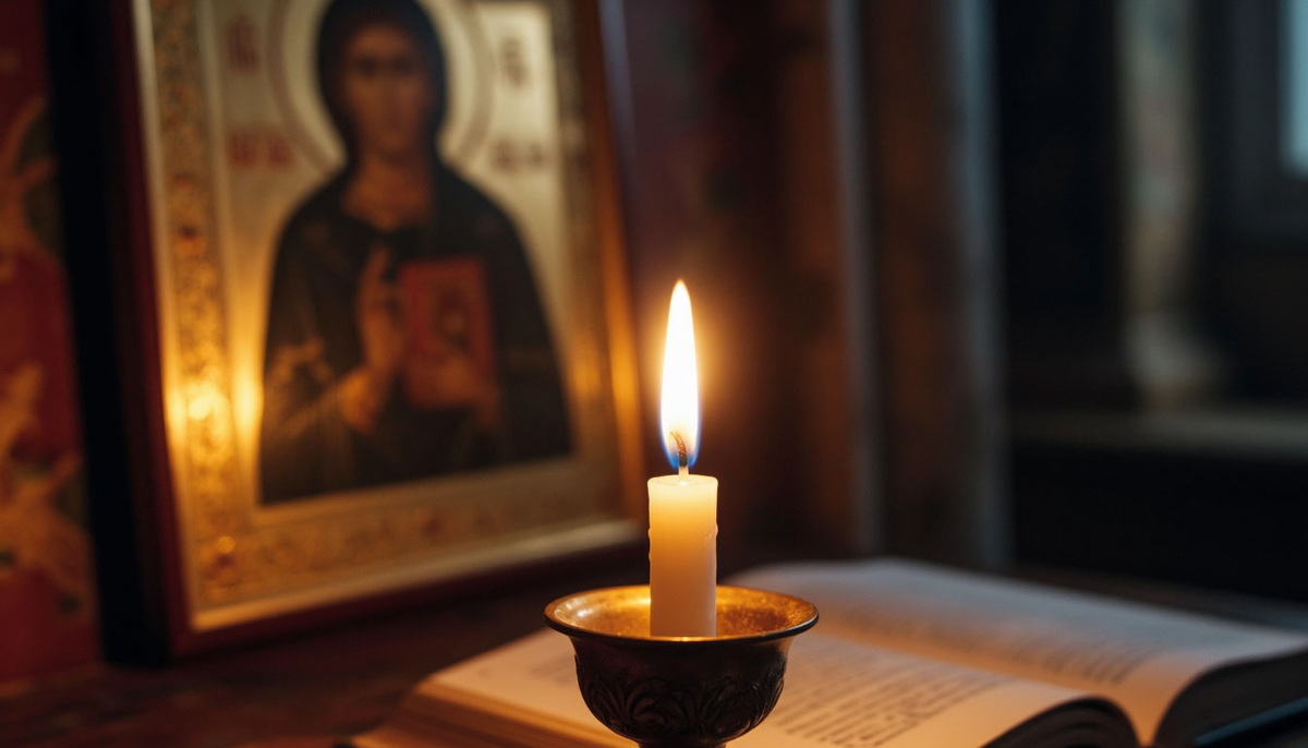 Икона и свеча: мост между небом и землёй. «Создано с использованием искусственного интеллекта».