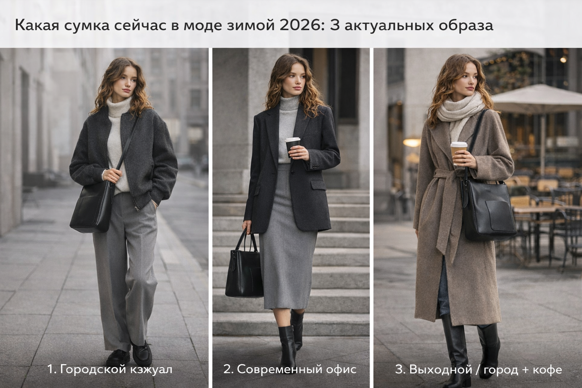 Модные образы с кожаной сумкой