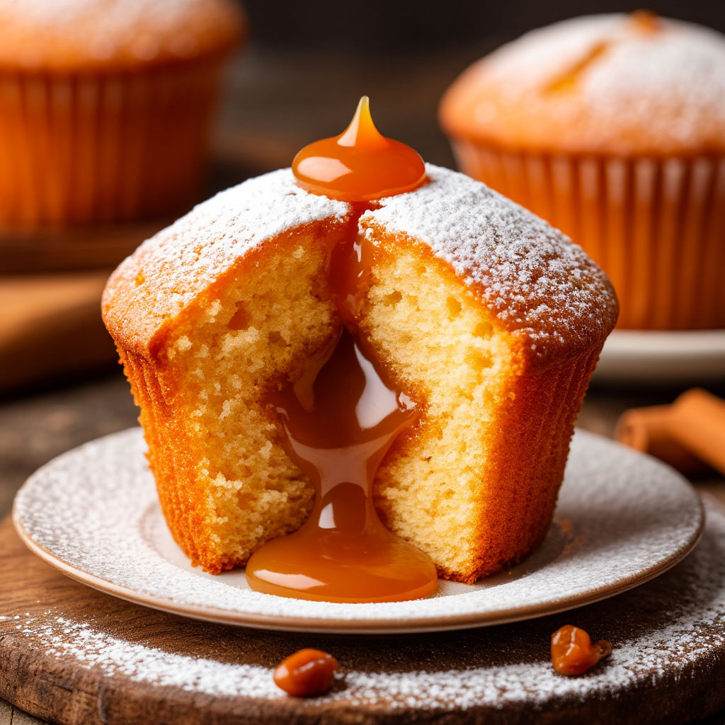 Кекс с жидкой карамелью внутри (с варёной сгущёнкой)