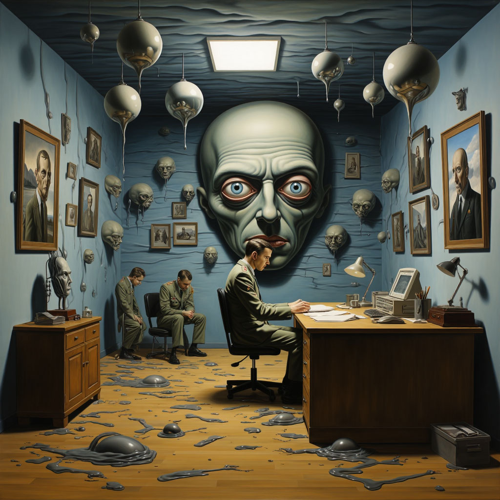 Военкомат от ИИ в стиле Сальвадора Дали