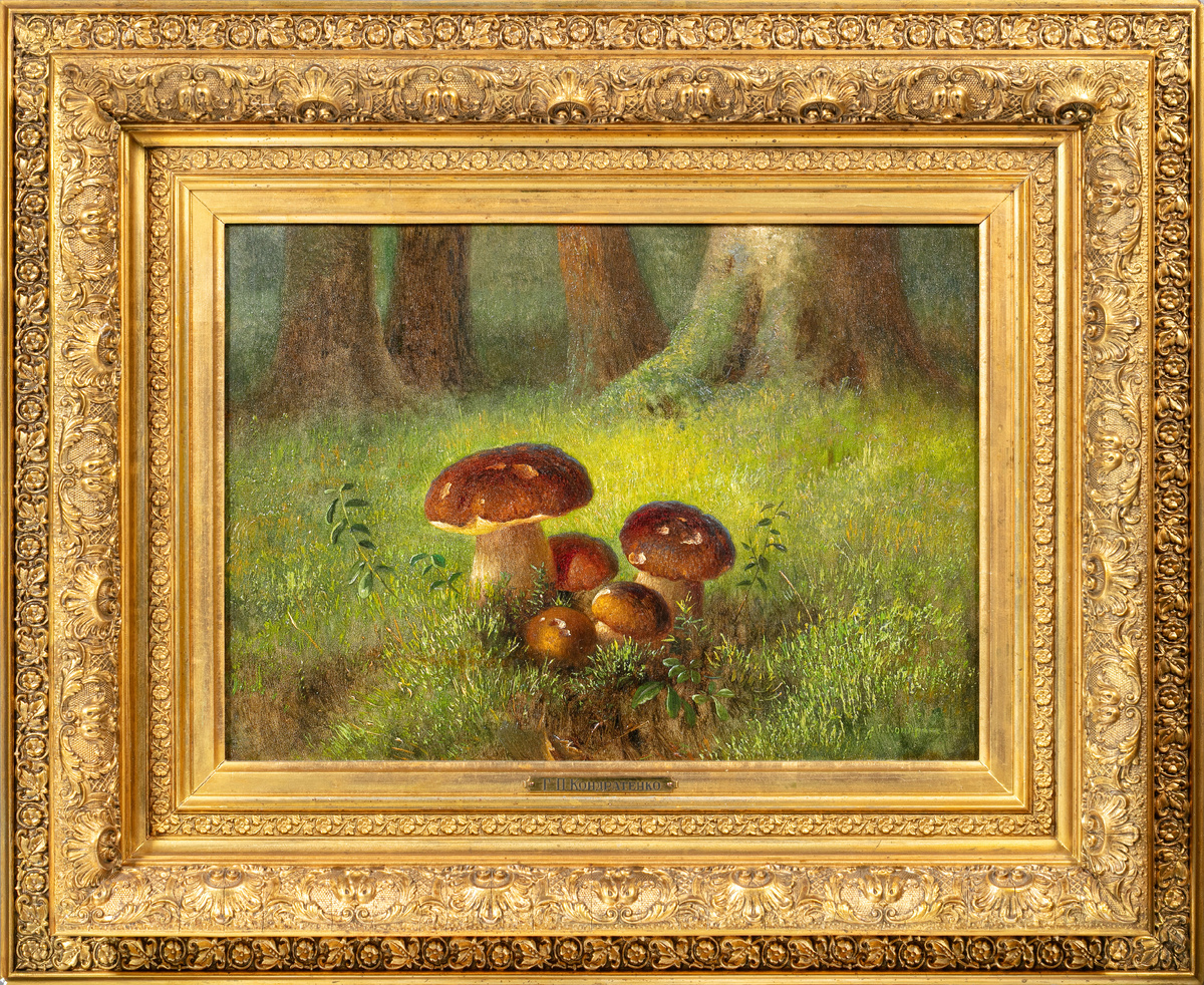 Белые грибы, конец XIX в., материалы: фанера, масло, размеры: 34,5 х 46,1 см. Источник: https://artistic-auction.ru