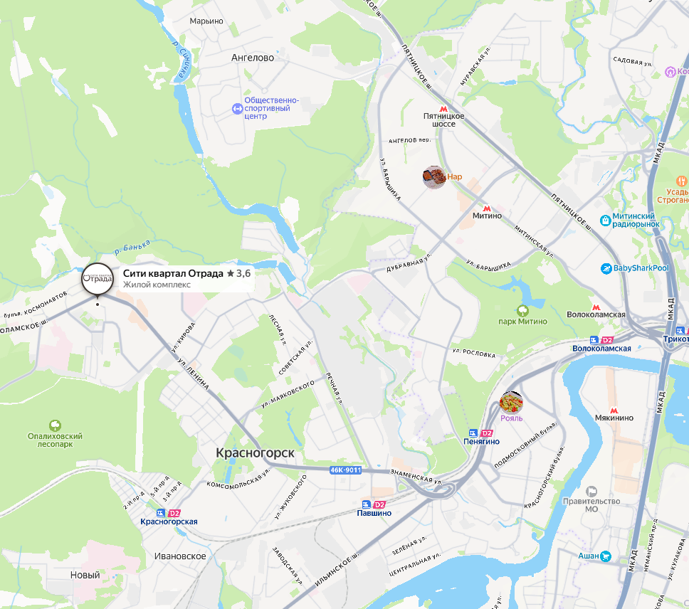 Расположение. Данные Яндекс.Карт