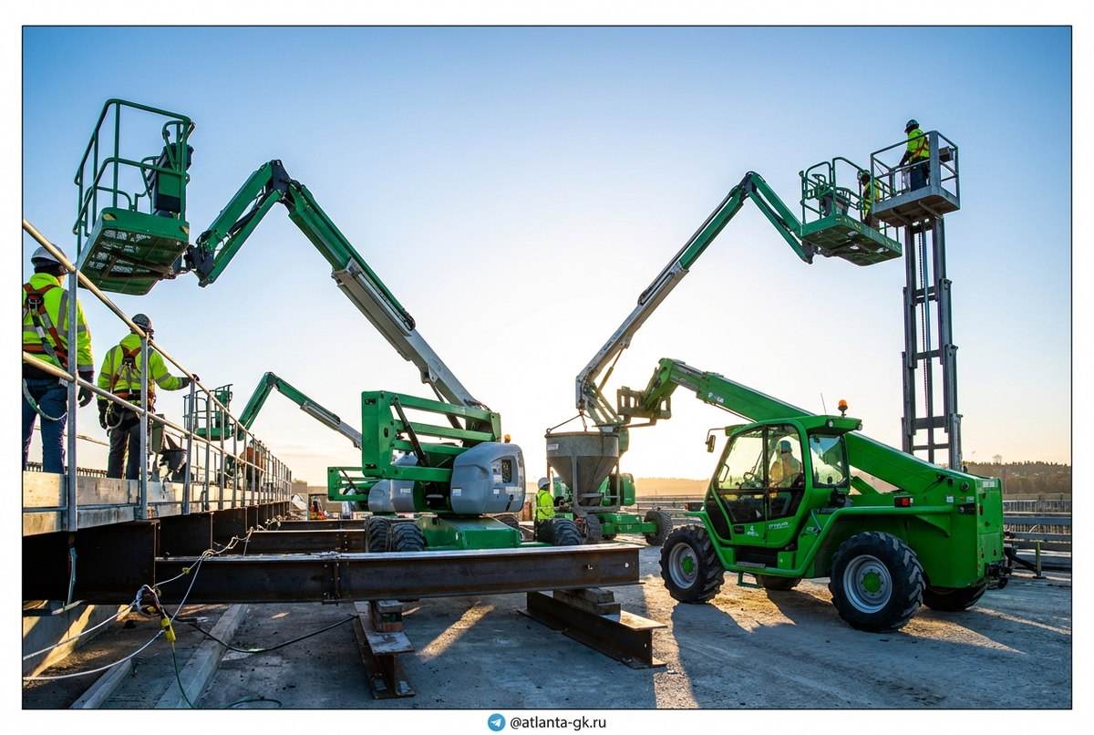    Безопасные подъёмники на строительной площадке Atlanta-gk