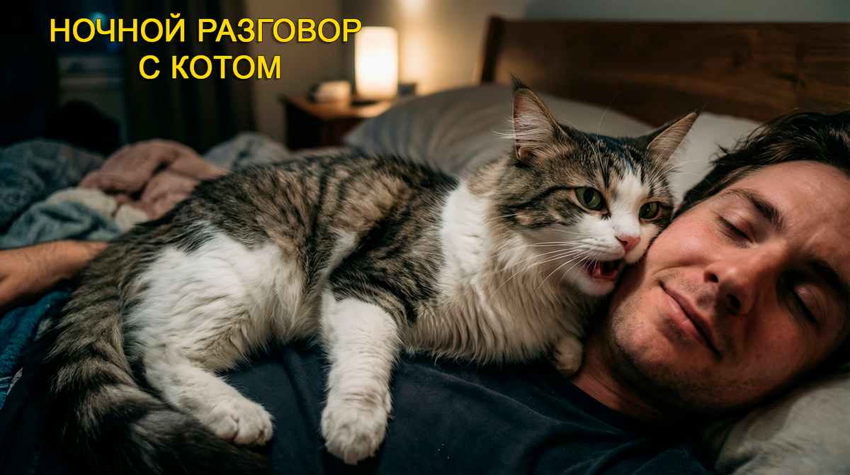 Кошка громко мурлыкает