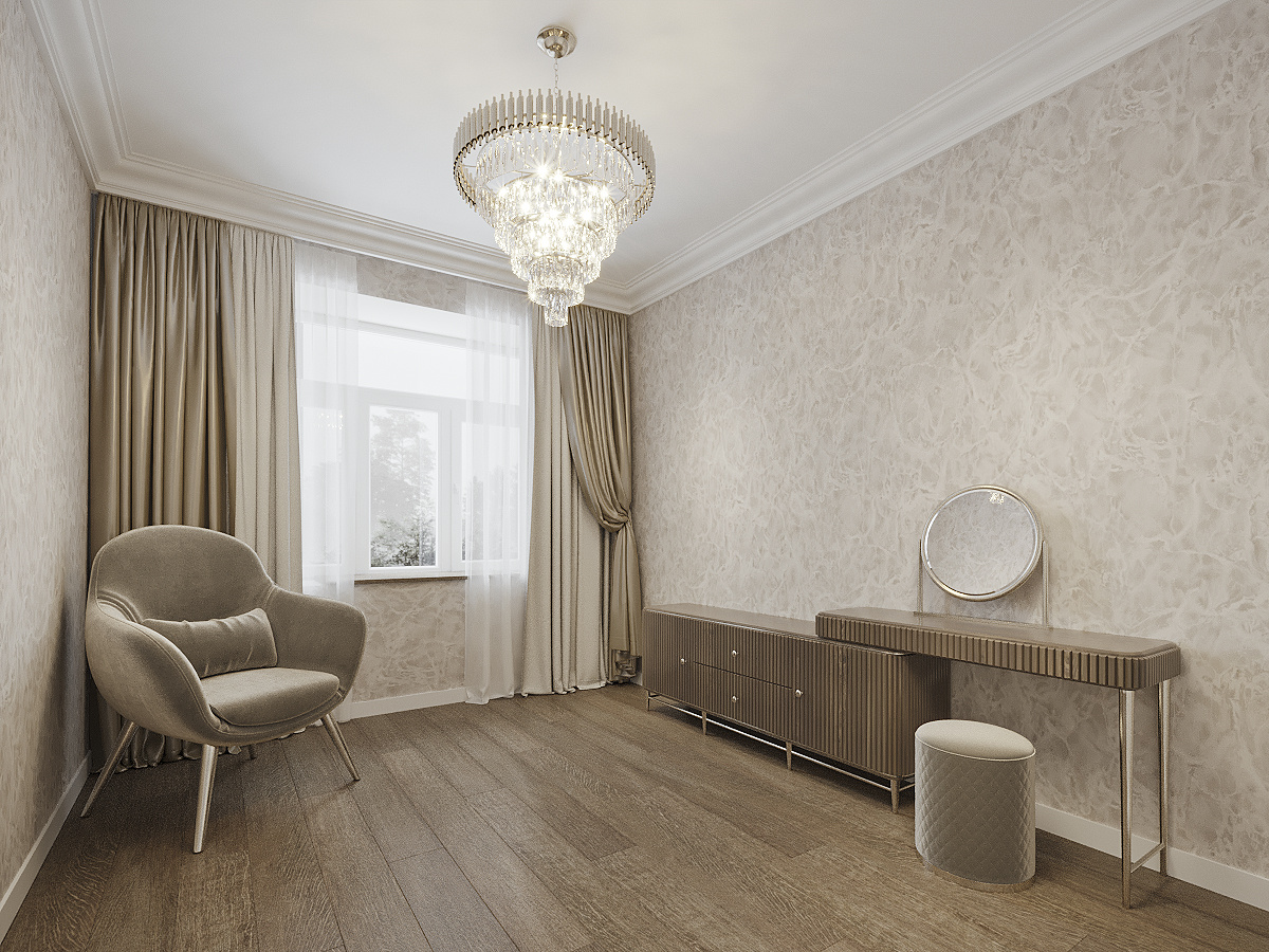 Коллаж - схематичная визуализация комнаты с реальными обоями.