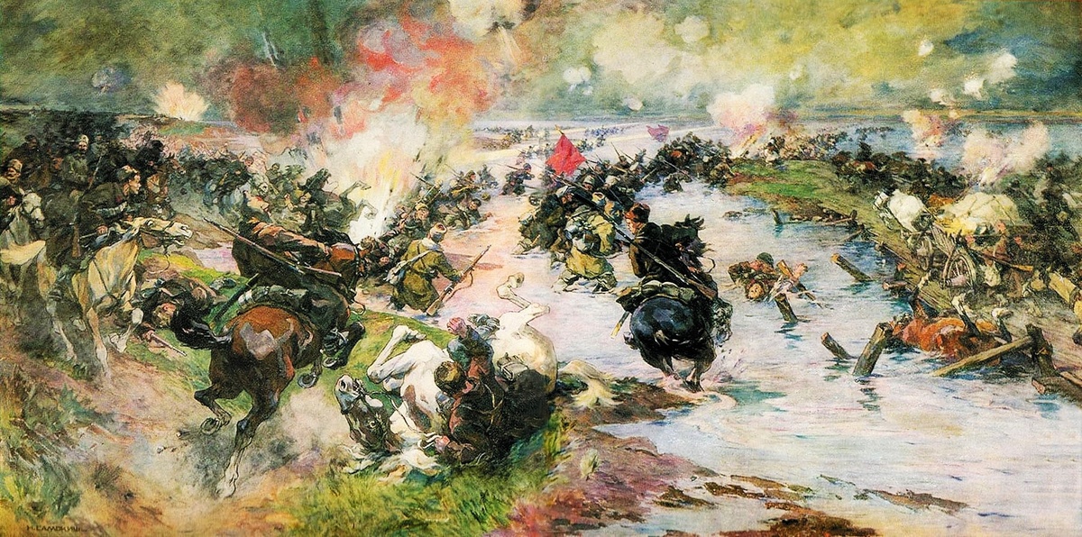 Переход Красной армии через Сиваш. Художник Самокиш Николай Семёнович